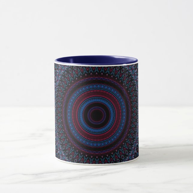 Mandala Geometric Circles Fraktal Retro Hippie Tas Tasse (Zentrum)