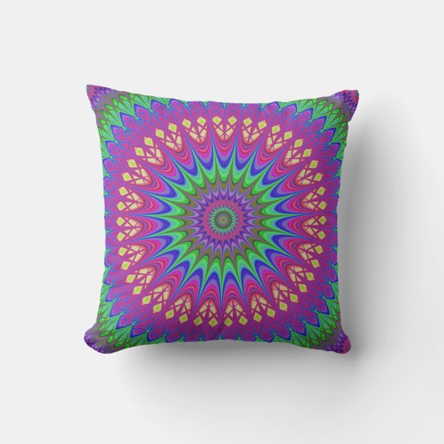 Mandala Geometric Psychedelic Retro Hippie Kissen (Vorderseite)