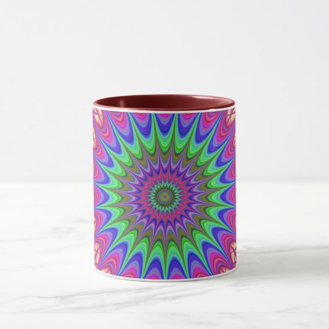 Mandala Geometric Psychedelic Retro Hippie Tasse (Zentrum)