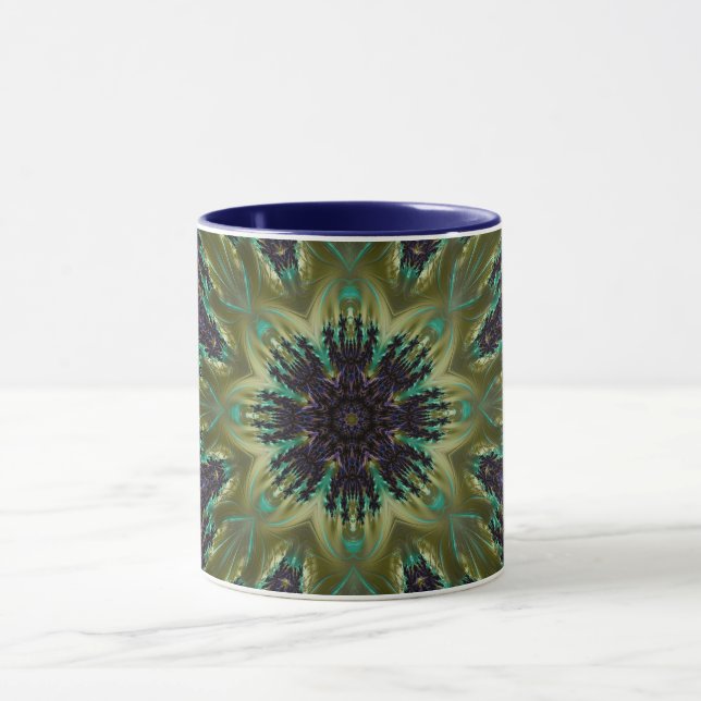 Mandala Geometric Rosette Fraktal Retro Hippie Tas Tasse (Zentrum)