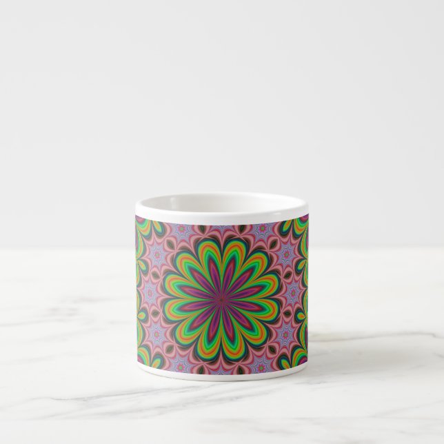Mandala Geometric Rosette Retro Hippie Espressotasse (Vorderseite)