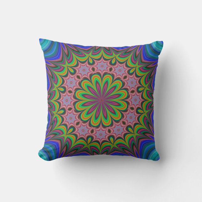 Mandala Geometric Rosette Retro Hippie Kissen (Vorderseite)