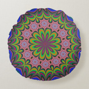 Mandala Geometric Rosette Retro Hippie Rundes Kissen