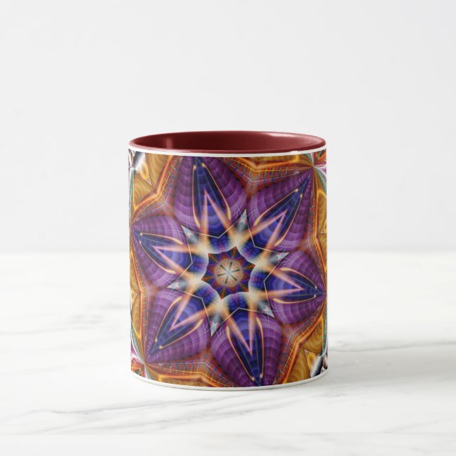 Mandala Geometric Rosette Retro Hippie Tasse (Zentrum)