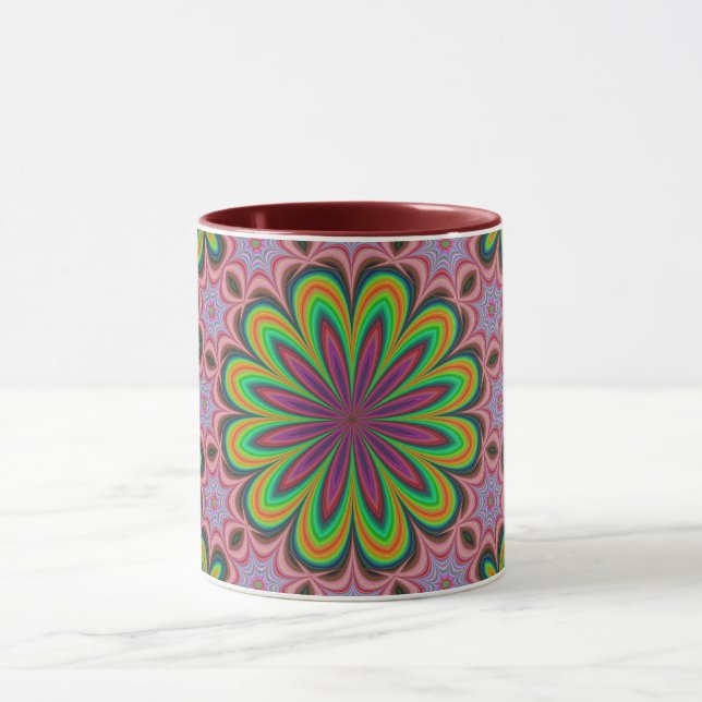 Mandala Geometric Rosette Retro Hippie Tasse (Zentrum)