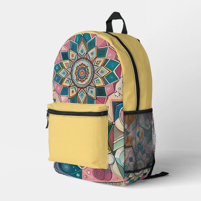 Mandala Geometry Bedruckter Rucksack (Rückseitige Ecke Rechts)