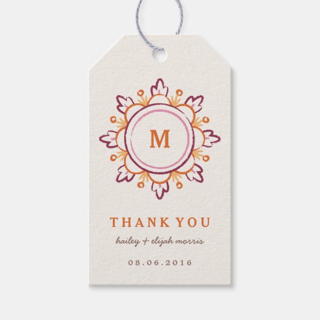 Mandala Gift Tag - Mandarine Geschenkanhänger (Vorderseite)