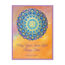 Mandala Gold Blue Lila Blumenschrift
