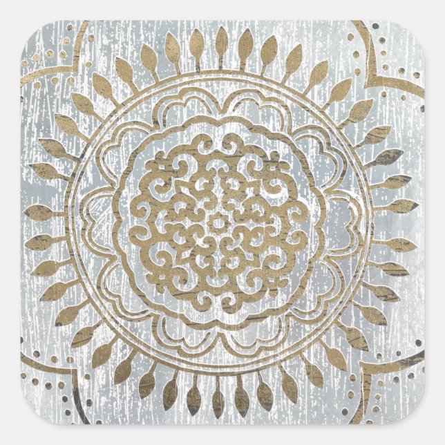 Mandala Gold Design Quadratischer Aufkleber (Vorderseite)