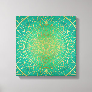 Mandala Gold Emerald Green Leinwanddruck