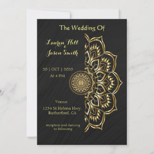 Mandala Gold Florist Wedding Einladung