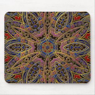 Mandala-Gold geprägt auf Imitat-Leder Mousepad