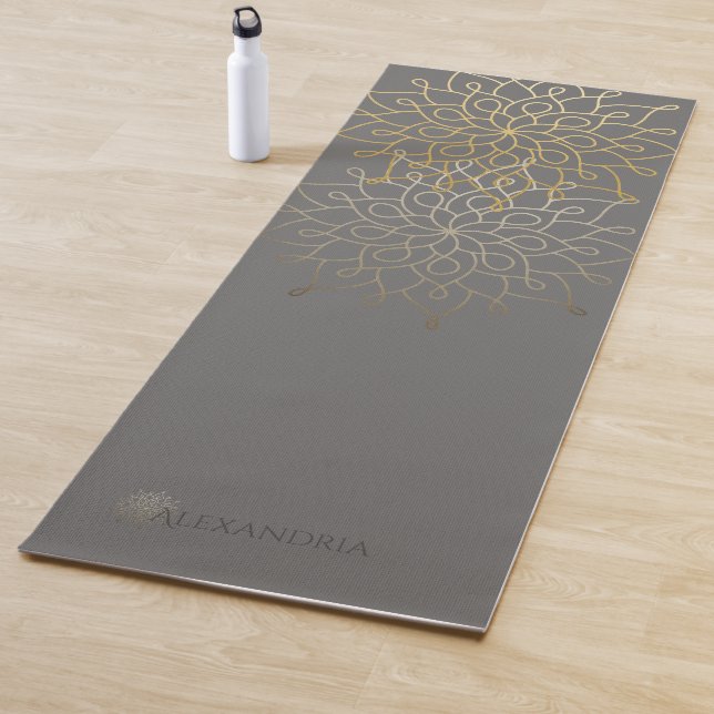 Mandala Gold Gray Personalisiert (1 Seite) Yogamatte (Beispiel)