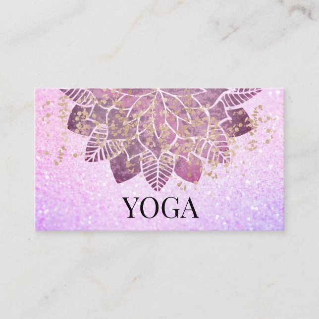 *~* Mandala Gold Pink Glitzer Spiritueller Yoga Visitenkarte (Vorderseite)