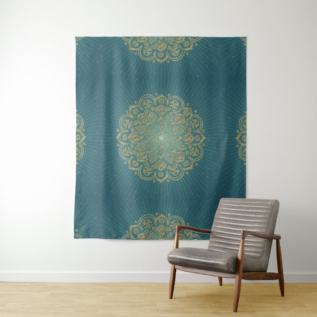 MANDALA Golden Rosette - Taperstry Wandteppich (Beispiel)