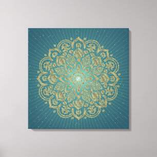 MANDALA Golden Rosette - Wrapped Canvas Leinwanddruck