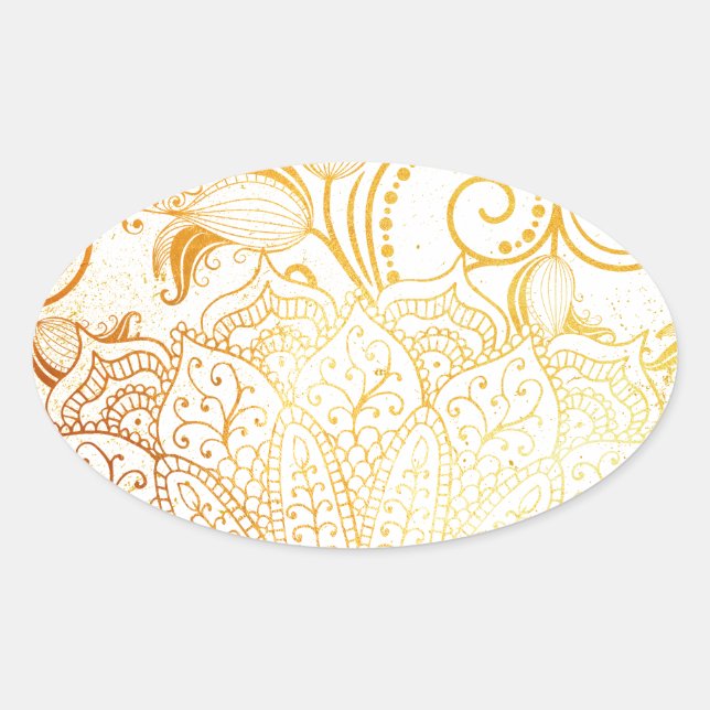 Mandala - Goldene Pinsel Ovaler Aufkleber (Vorderseite)