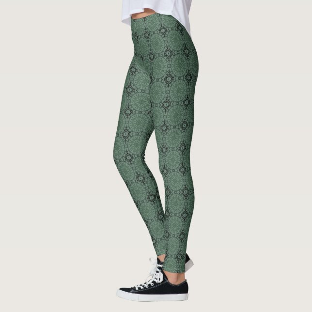 Mandala Green Gray Leggings (Links)