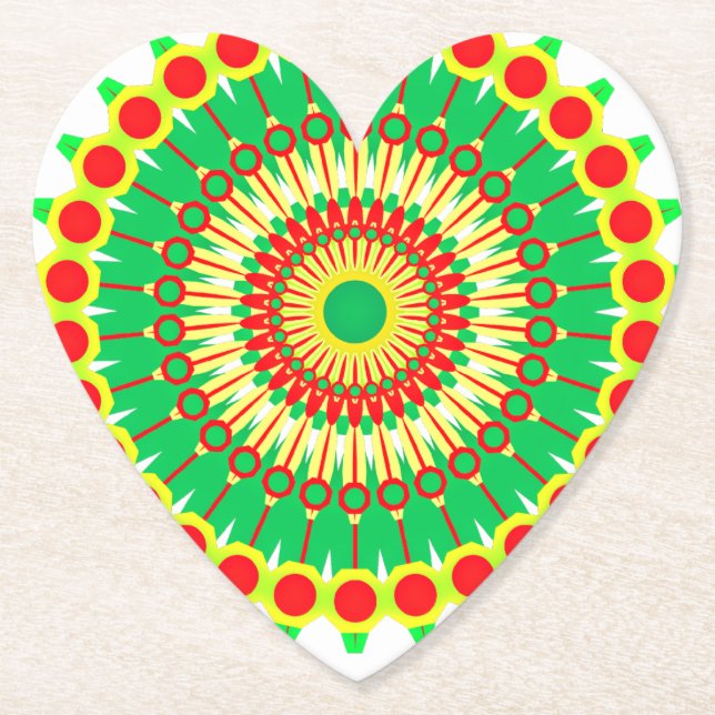 Mandala Green Red Circle Design-58577 Untersetzer (Vorderseite)