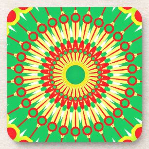 Mandala Green Red Circle Design Getränkeuntersetzer