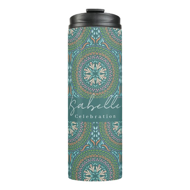 Mandala Green Thermosbecher (Vorderseite)