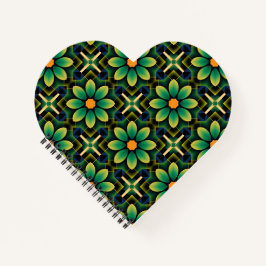 Mandala Green und Yellow Floral Geometric Pattern Notizbuch