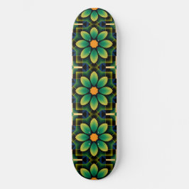 Mandala Green und Yellow Floral Geometric Pattern Skateboard