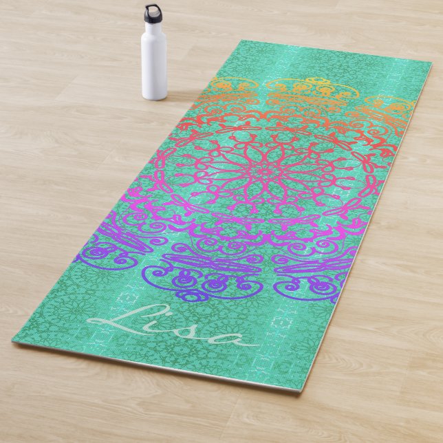 Mandala Green w/Name Yoga Mat Yogamatte (Beispiel)