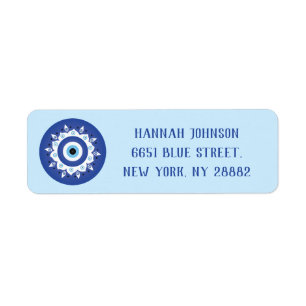 Mandala Griechisch Evil Eye Blue White