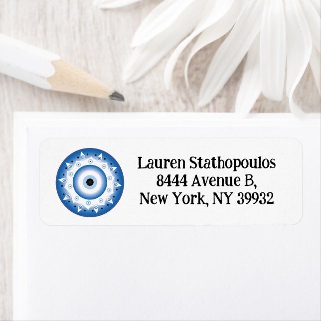 Mandala Griechisch Evil Eye Blue White (Insitu)