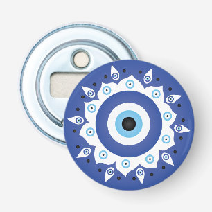 Mandala Griechisch Evil Eye Blue White Flaschenöffner