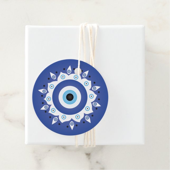 Mandala Griechisch Evil Eye Blue White Geschenkanhänger (Beispiel)