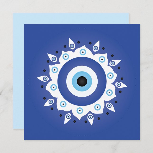 Mandala Griechisch Evil Eye Blue White Karte (Vorne/Hinten)