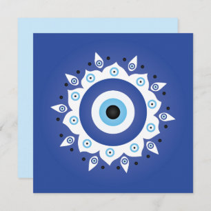 Mandala Griechisch Evil Eye Blue White Karte