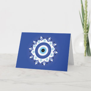 Mandala Griechisch Evil Eye Blue White Karte