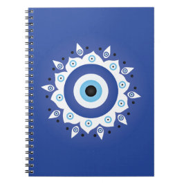Mandala Griechisch Evil Eye Blue White Notizblock