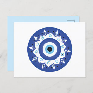 Mandala Griechisch Evil Eye Blue White Postkarte