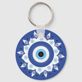 Mandala Griechisch Evil Eye Blue White Schlüsselanhänger