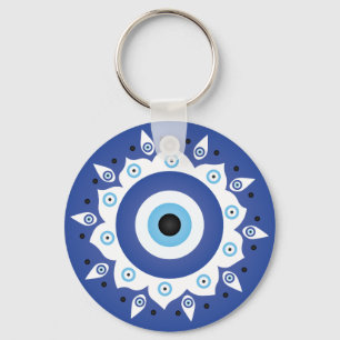Mandala Griechisch Evil Eye Blue White Schlüsselanhänger