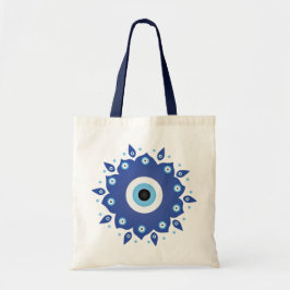 Mandala Griechisch Evil Eye Blue White Tragetasche