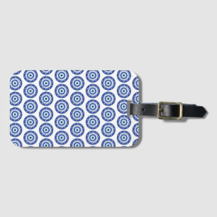 Mandala Griechisch Evil Eye Pattern Blau Weiß Gepäckanhänger