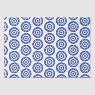 Mandala Griechisch Evil Eye Pattern Blau Weiß Seidenpapier