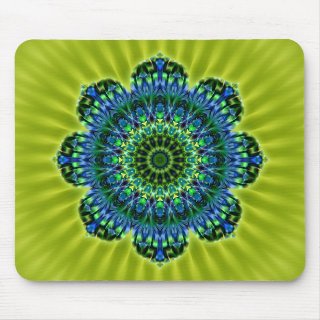 Mandala grün blau | hellgrüne Blume Mousepad (Vorne)