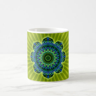 Mandala grün blau hellgrüne Blume Tasse