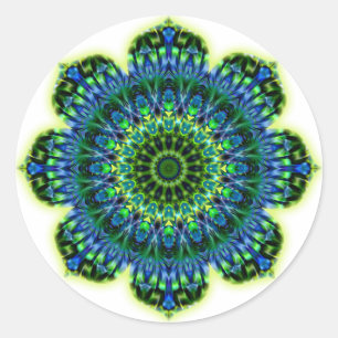 Mandala grün blau runder aufkleber
