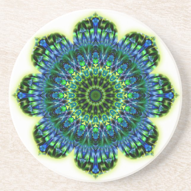 Mandala grün blau sandstein untersetzer (Vorne)