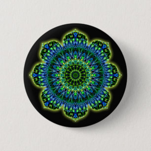 Mandala grün blau schwarz button