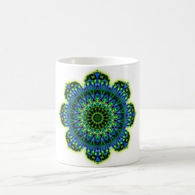 Mandala grün blau tasse (Mittel)