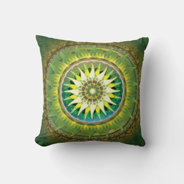 Mandala-grünes Kissen (Vorderseite)