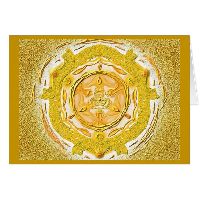 Mandala-Grußkarte 04 I-M Gold (Vorderseite (Horizontal))